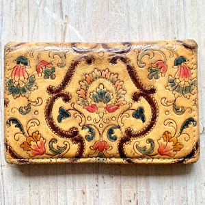 Conjunto de 2 carteiras vintage em couro estampado