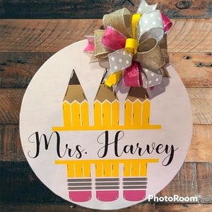 Personalized Pencil Teacher Door Hanger