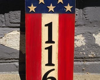 American Flag Address Number Sign