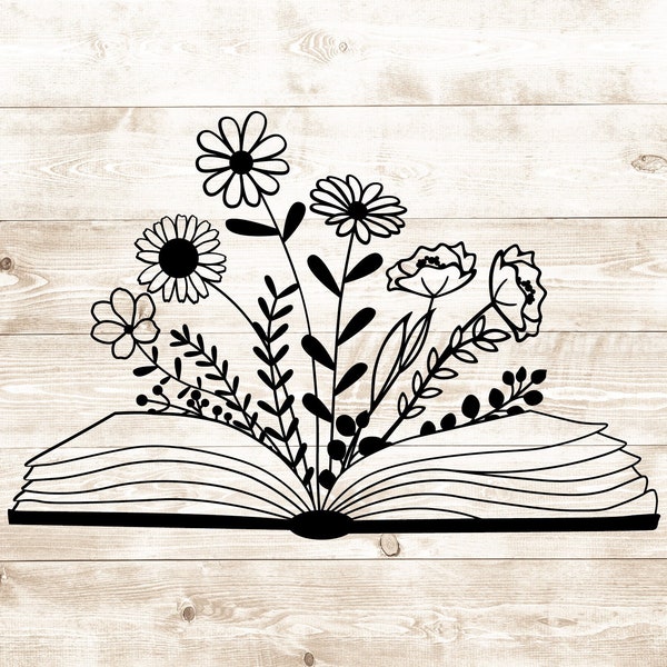 Floral Book Decal - Car, Laptop, Cup, Tumbler, Yeti | Open Book Vinyl Sticker, Flower Book, Book with Flowers, Growing Flowers, Book Flowers