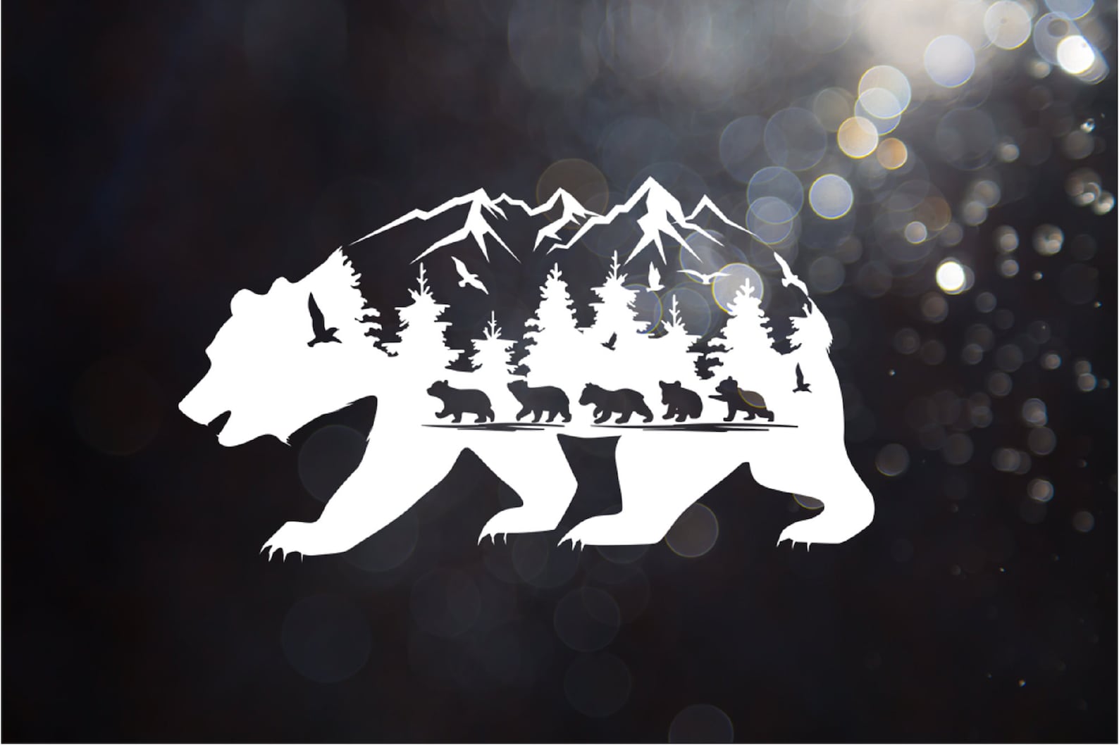 Bear and 5 Cubs Decal Car Laptop Cup Tumbler Yeti Bear Etsy