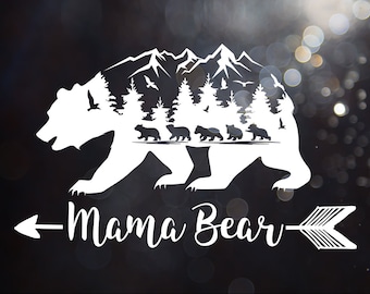 Cute Mom Mama Bear Cubs Love Vinyl Car Truck Window Decal Heart 2 Cubs