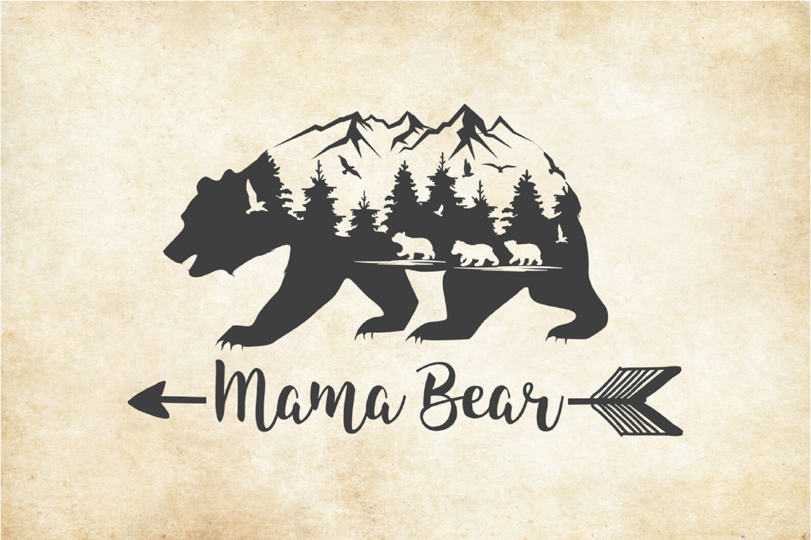 Mama Bear With 3 Cubs Iron on Decal Shirts Bags Hats - Etsy