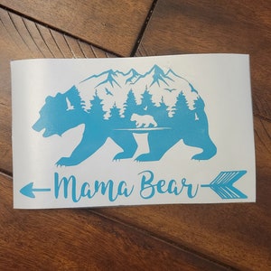 Mama Bear and Cub Decal - Car, Laptop, Cup, Tumbler, Yeti | Mama Bear Vinyl Sticker, Nature Bear, Mountain Bear, Mom of 1, Momma Bear, 1 Cub