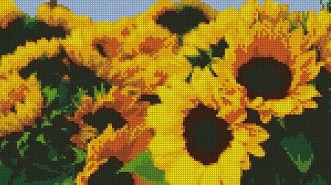 Sunflowers. PDF. Pattern cross stitch for tapestry. Beautiful Etsy