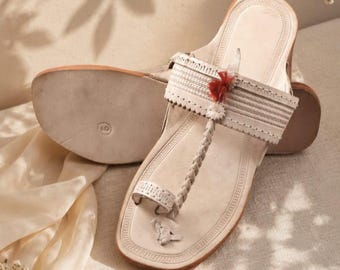 Handmade Geniune Leather Slipper Slip- on Flats ethnic sandals gift for Mom