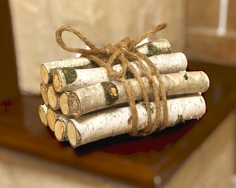 Branches de bouleau 10 pcs Décor de cheminée bois Accessoire de cheminée bois de chauffage Bâtons en bois Bouleau Décoration de Noël de la cheminée