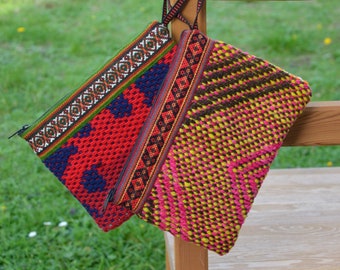 Boho Kosmetiktasche aus Peru / Handmade Kosmetiktasche/ Kulturbeutel/ Kulturtasche/ handgewebte Schafwolle/ Farbenfrohe Kulturtasche /Ethno