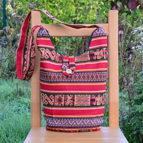 Umhängetasche aus Peru / Handtasche aus peruanischen Stoff / Ethno Tasche / Handmade / für Frau oder Mann