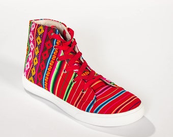 Sneaker Schuhe aus Peru - handmade Rot Bunt Unisex