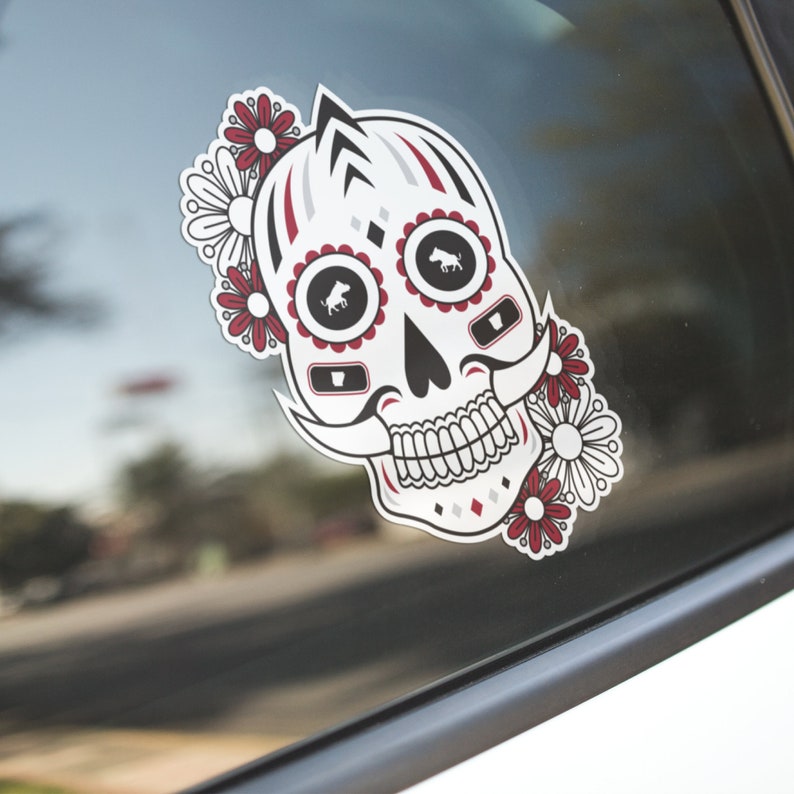 Vehicle Decals Gameday Stickers Size 5.5 X 5.5 Computer Decals Razorbacks Themed Day Of The Dead Inspired Die Cut Sticker Decals