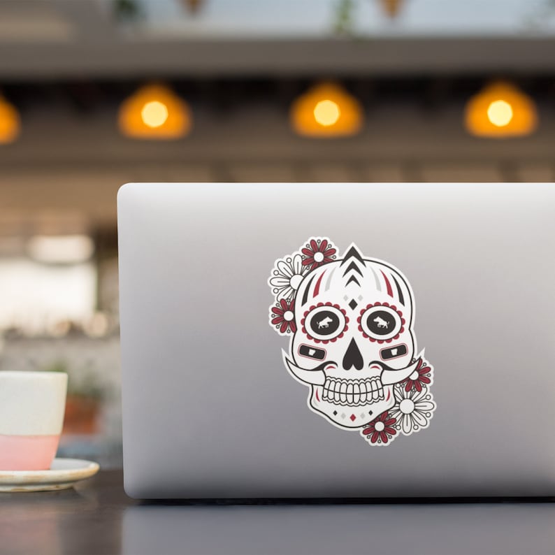 Vehicle Decals Gameday Stickers Size 5.5 X 5.5 Computer Decals Razorbacks Themed Day Of The Dead Inspired Die Cut Sticker Decals