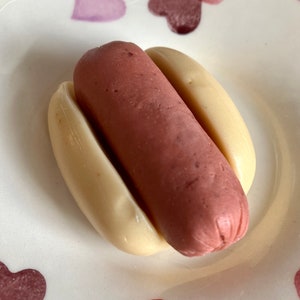 Mini HOTDOG sOaP | cool food soap | Cute yummy soap | vegan friendly | veggie based glycerin soap | Little sausage!