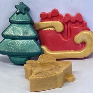 Christmas trees, Bells, gifts & sleigh Soaps | Cute Christmas soaps| vegan friendly | stocking stuffers | Christmas is coming!