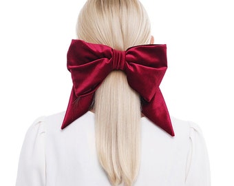 Velvet Bow-LUXURY VELVET BOWS-Oversize Velvet Bow -Long Bows -Velvet Hair Tie or Barrette