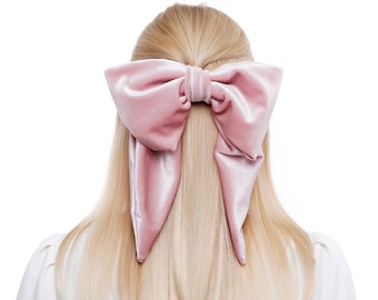 Velvet Bow-LUXURY VELVET BOWS-Oversize Velvet Bow -Long Bows -Velvet Hair Tie or Barrette