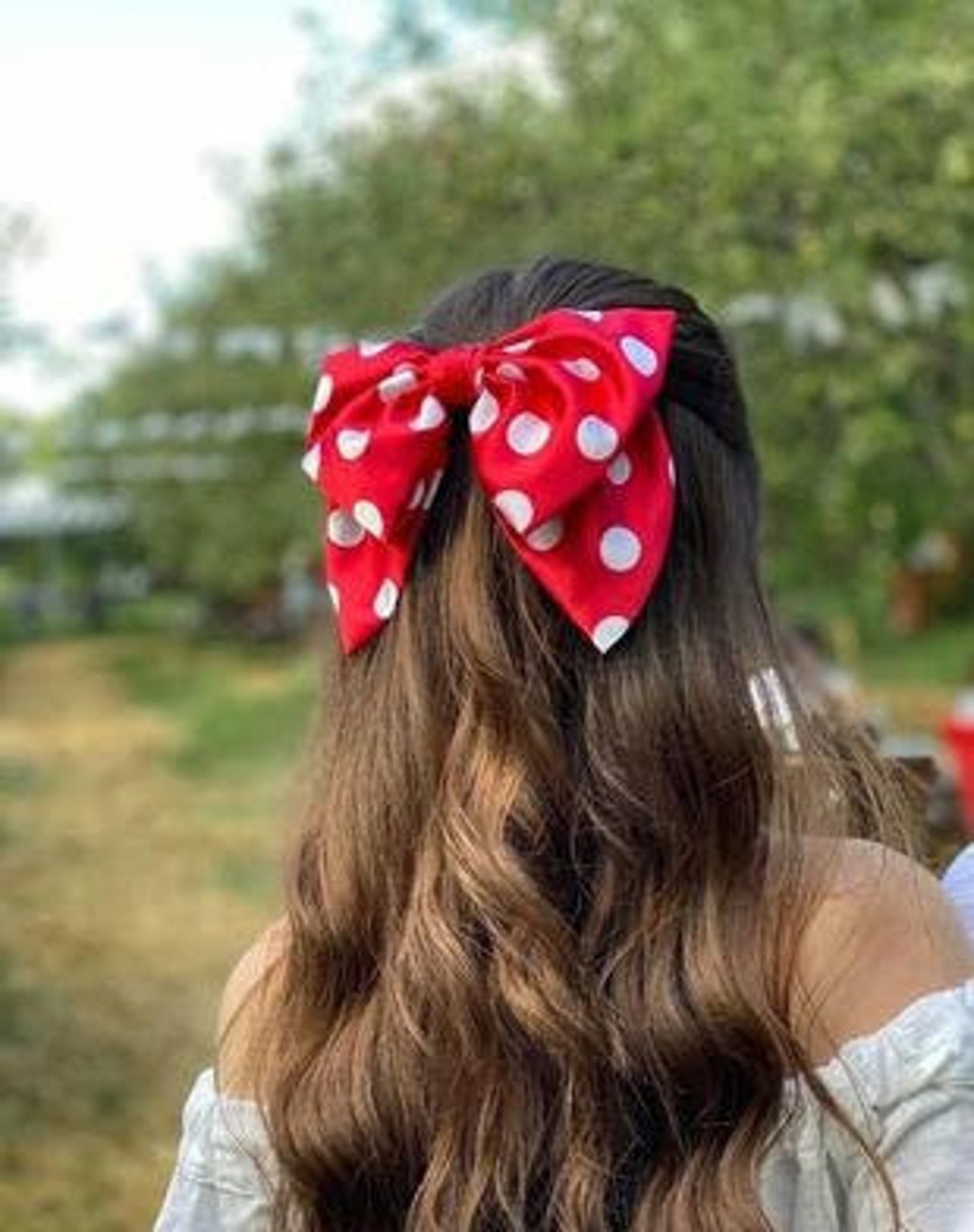 Satin Red Bowluxury Bowspolka Dot Bowoversize Bow long Bows Hair Tie