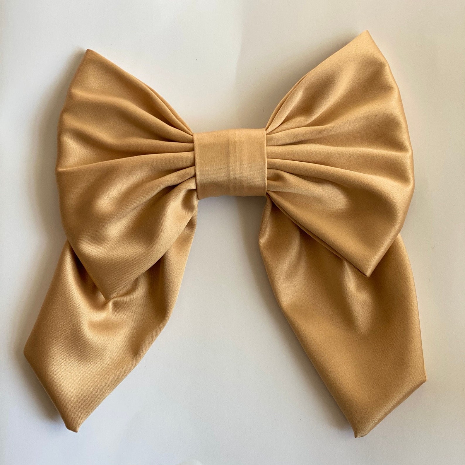 Satin gold Bow-LUXURY BOWS-Oversize Bow Long Bows Hair Tie | Etsy