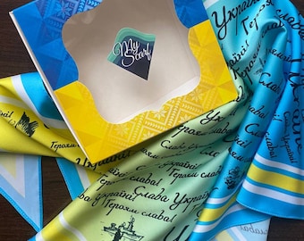 Painting Scarf- Silk scarf--Ukrainian - Shawl Neck scarf-Ukrainian artist-ukrainian shawl-Ukrainian scarf-glory to Ukraine