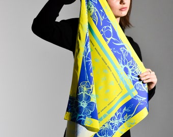 flowers of ukraine-Ukrainian shawl-Ukrainian independence -Ukraine art--designer scarf-square scarf-silk scarf-gift from Ukraine