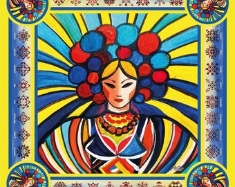 Ukrainian Silk Square Scarf Art Sana Painting