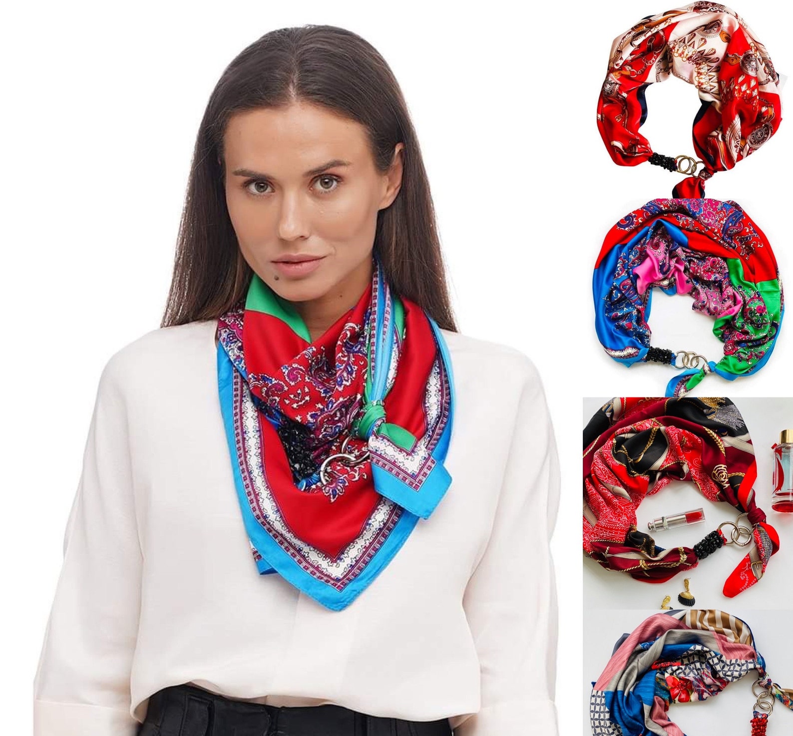 Silk Scarfdesigner Scarfrose Goldneck Scarfscarf Etsy