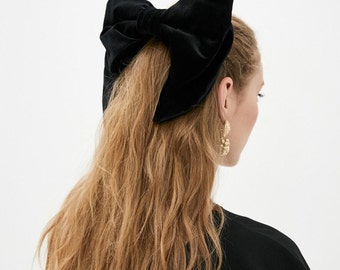 Velvet Bow-LUXURY VELVET BOWS-Oversize Velvet Bow -Long Bows -Velvet Hair Tie or Barrette