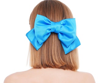 Satin Bow- Ukraine art-Ukraine-Ukraine bow-LUXURY BOWS-Oversize Bow -Long Bows - Hair Tie or Barrette