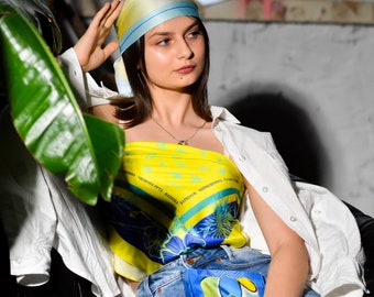 Fowers of ukraine-Painting Scarf- Silk scarf--Ukrainian - Shawl Neck scarf-Ukrainian artist-ukrainian shawl-Ukrainian scarf-glory to Ukraine
