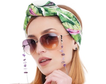 Diadema turbante de verano con estampado de flamencos