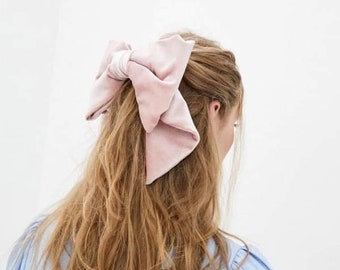 Velvet Bow-LUXURY VELVET BOWS-Pink bow-Oversize Velvet Bow -Long Bows -Velvet Hair Tie or Barrette