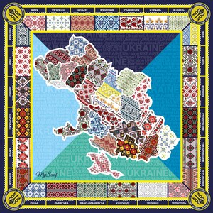 Chal ucraniano mapa de ucrania-independencia ucraniana-arte de Ucrania-bufanda de gran tamaño-bufanda de diseñador-bufanda cuadrada-bufanda de seda-regalo de Ucrania