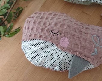 Personalized heat pillow ~ cherry stone pillow spelled pillow whale ~ gift baby birth baptism ~ with name, children, birthday