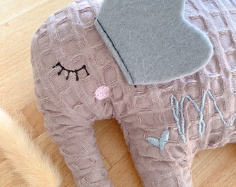 Kirschkernkissen, Dinkelkissen, Elefant Geschenk, personalisiert, Kuscheltier, mit Namen, Kinder, Babys, Geburt, Geburtstag