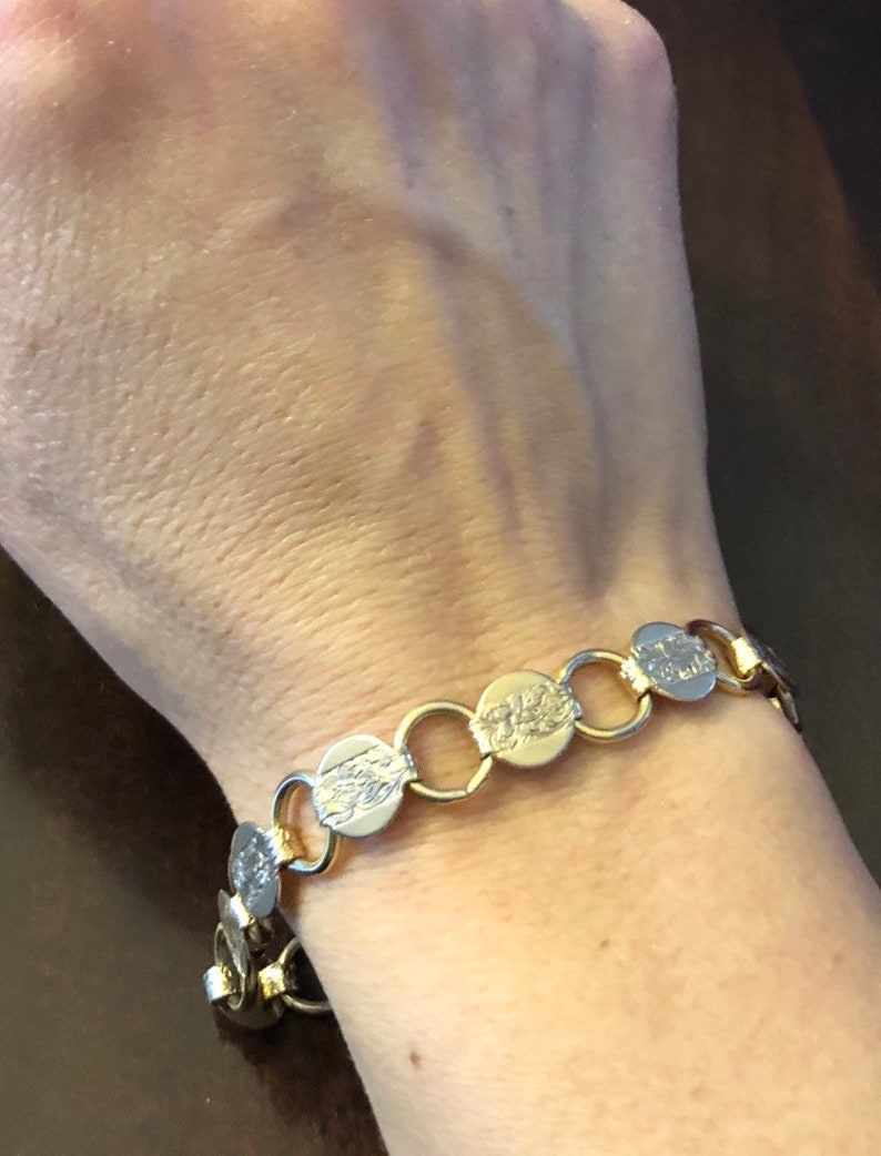 Gold Tone Chain Link Bracelet Vintage 1970s SARAH COV