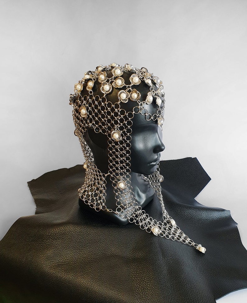 FLOWER WARRIOR Chain Mail Headpiece Head chain Burning man Etsy