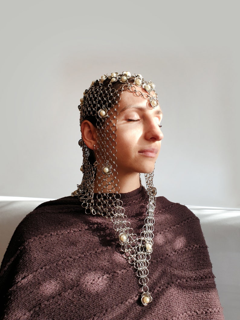 FLOWER WARRIOR Chain Mail Headpiece Head chain Burning man Etsy