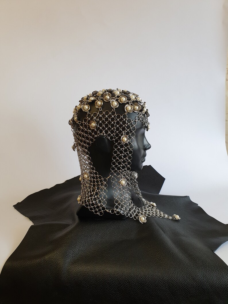 FLOWER WARRIOR Chain Mail Headpiece Head chain Burning man