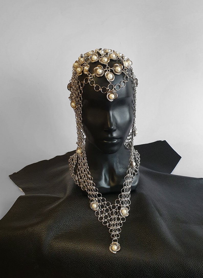 FLOWER WARRIOR Chain Mail Headpiece Head chain Burning man Etsy