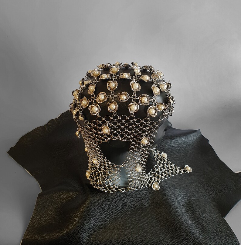 FLOWER WARRIOR Chain Mail Headpiece Head chain Burning man Etsy