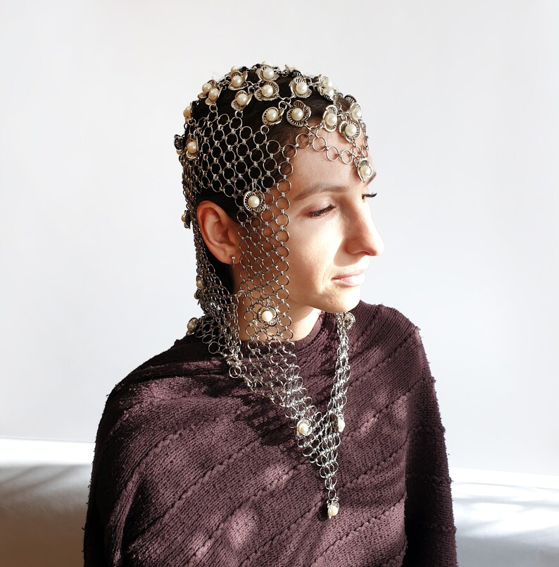 FLOWER WARRIOR Chain Mail Headpiece Head chain Burning man Etsy