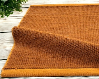 Tapis élégant de couleur rouille 100 % laine tricoté à la main, chambre de bébé, salon, chambre à coucher pour cadeau et tapis personnalisable, 6 pi x 9 pi, 5 pi x 7 pi 8 pi x 10 pi, 10 x 14 pi