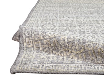 Silk Rug  8x10, 9x12, 5x8, 10x14, 12x15 Hand knotted  Wool Art Silk (Viscos) Grey Beige