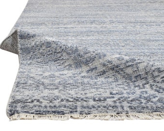 Hand knotted  8x10, 9x12, 5x8, 10x14, 12x15 Neutral Shade Silk Rug Monotone Wool Art Silk (Viscos)  Grey Rug