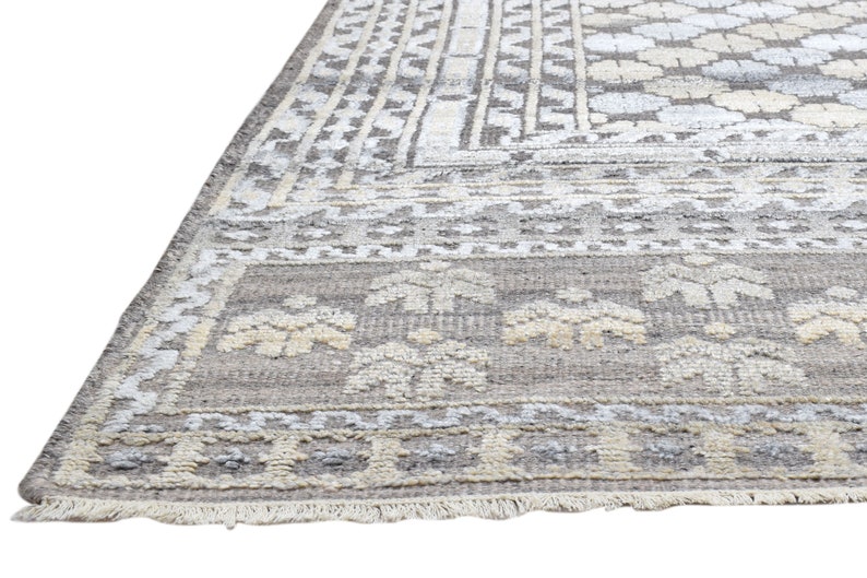 Silk Rug 8x10, 9x12, 5x8, 10x14, 12x15 Wool Art Silk Viscos Modern Area Rug Grey Beige Silver image 6