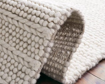 Chunky carpet tricoté à la main en laine bouclée, scandinave, chambre de bébé, tapis personnalisé et personnalisable, 6'x9',5'x7',8'x10', 10x14 tapis épais