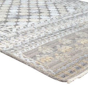 Silk Rug 8x10, 9x12, 5x8, 10x14, 12x15 Wool Art Silk Viscos Modern Area Rug Grey Beige Silver image 4