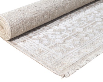 Bespoke Ivory Area Wool Silk Rug 8x10, 9x12, 5x8, 10x14, 12x15 , (Viscos)