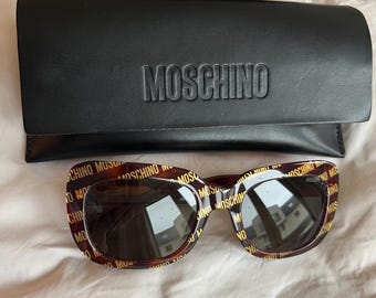 Gafas de sol Moschino MOS132/S 02VM/IR Havana All Over Logo Print Gold para mujer, originales con estuche, como nuevas.