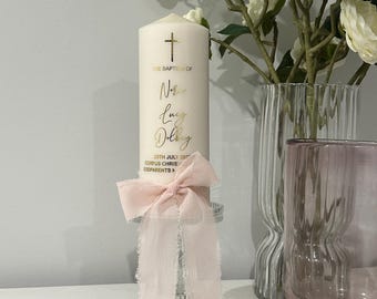 Personalized Baptism Candle: Christening, Memorial, Naming Day Keepsake
